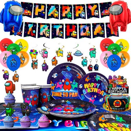 Dekoration fødselsdag Among Us Festservice Fødselsdagsdekoration Tallerken Ballon Fødselsdag Among Us