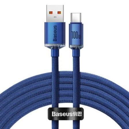 Baseus Crystal Shine USB-A / USB-C-kabel - 2m, 100W - Blå