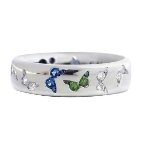 Mote Kvinner Sommerfugl Kubisk Zirkonia Inlagt Fingerring Bryllupsfest Smykker Blue and Green US 9