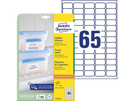 AVERY Etikett freezer 38,1x21,2 1625/fp - Lyreco - Emballage och lagerutrustning - Etiketter och godsmärkning - Specialetiketter