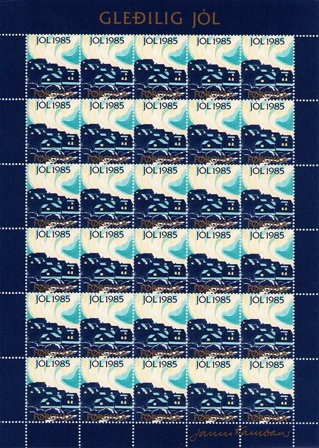 Færøerne - Julemærkeark 1985 - Utakket øvre marginal - Ubrugt eller foldet
