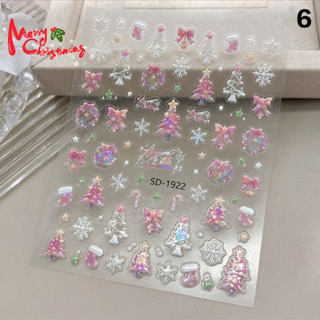 3D Jul Nagelstickers Vinter Pepparkaksgubbe Röd Jultomte{ds}