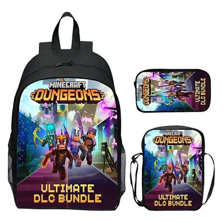 Minecraft Ryggsäck Tecknade Spel 3st Skolryggsäckar För Flickor Pojkar Set Primär Barn Elever Börda Lättnad Mochilas