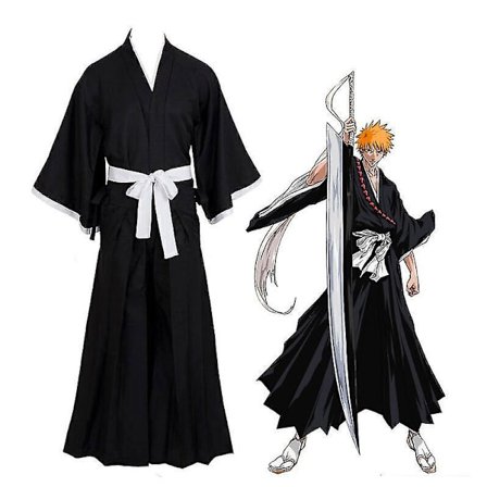 Halloween Bleach Kurosaki Ichigo Robe Cloak Coat Cosplay Costume-r -a