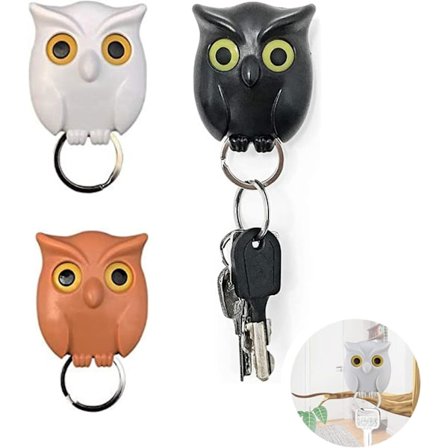 3-pack uggla nyckelhållare, uggla nyckelkrokar, magnetisk väggnyckelhållare för att hänga hemnycklar och kontorsnycklar.
