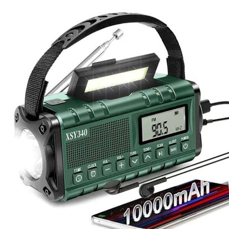 st DAB-radio, bærbar FM, overlevelsesradio med batterier og håndsving, dynamolampe, med genopladeligt 10000 mAh batteri, lommelygte og læselampe, SO