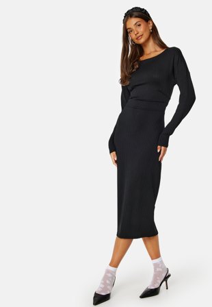 BUBBLEROOM Taylor rib dress Black Klær