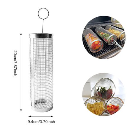 Utomhus rostfritt stål BBQ-korg Cylindergrillkorg