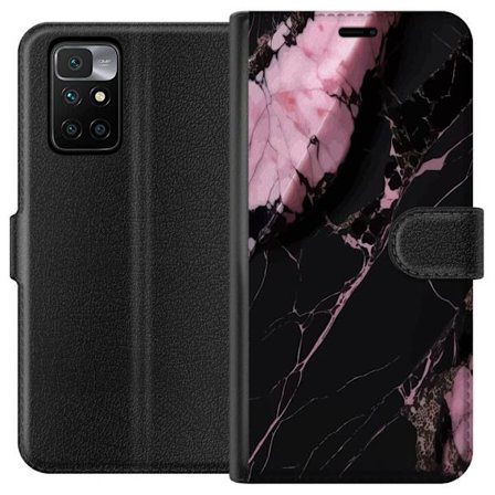 Kompatibelt Plånboksfodral till Xiaomi Redmi 10 Svart rosa marmor