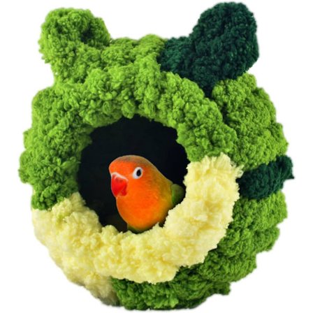 Fugleavlsrede, hyggelig hytte og sovetelt til små fugle som dværgpapegøjer og finker, hyggelig kegleformet seng til bure