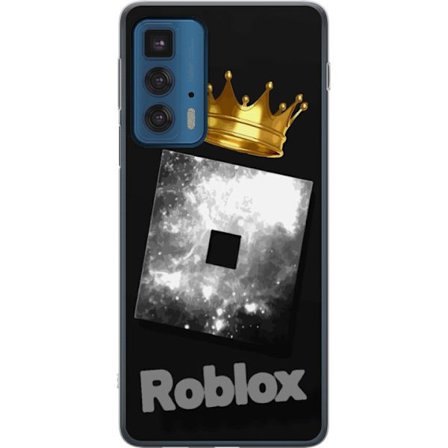 Kompatibelt Mobildeksel til Motorola Motorola Edge 20 Pro Minimalistisk svart og sølvfarget Roblox-symbol med gylden krone og luksuriøs gamer-esteti