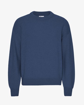 Oversized Merino Wool Crew - Petrol Blue