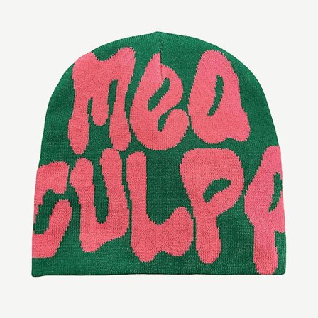 2023 Ny Strikkede Beanies Hat Mænd Kvinder Paragraf Kvalitet Cap Mea Culpa Y2k Varmt Mode Hundrede Tag Kold Hat Til Kvinder Hatte