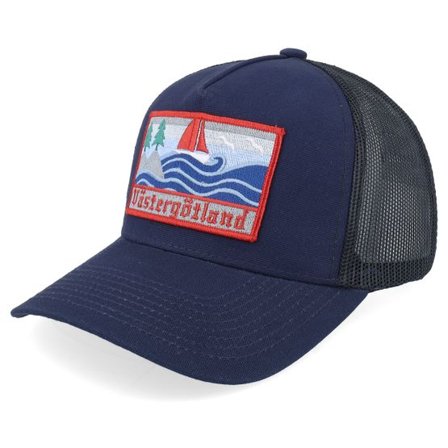 Wild Spirit - Svart trucker Keps - Swedish Västergötland Landscape Canvas Navy/Black A-Frame Trucker @ Hatstore