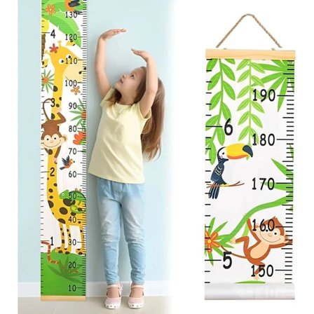 Høydeveggdiagram for barn, høydevekstdiagram for babyer, holdbart høydeveggdiagram i lerret for barn, høydeveggdiagram for barn for vegghenging, b...