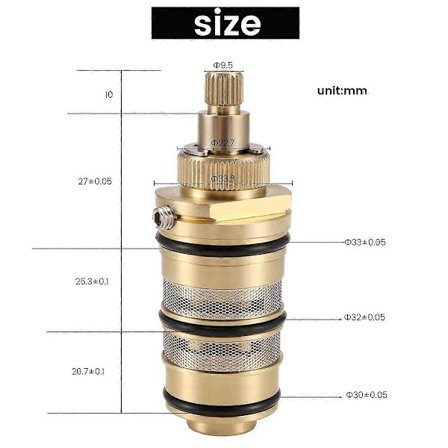 Erstatning termostatisk messing, dusjbatteri ventil stangreparasjonssett baderom vanntemperaturkontroll