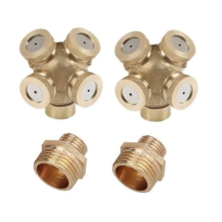 2-pakke 4-hulls messing sprøytedyse, tåkedyse hagesprinkler