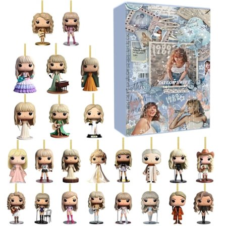 Taylor Swifts musikk og stil-inspirerte juleoverraskelse Akryl Adventskalender Sett - 24 dagers overraskelsesgaveeske for fans og barn