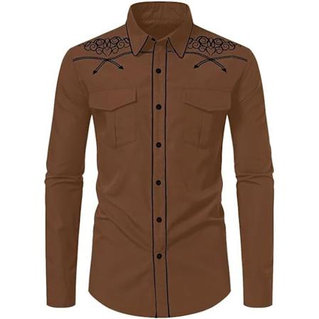 Muoti miesten lännen cowboy-paita Slim Fit -malli Coffee1 Coffee1 M