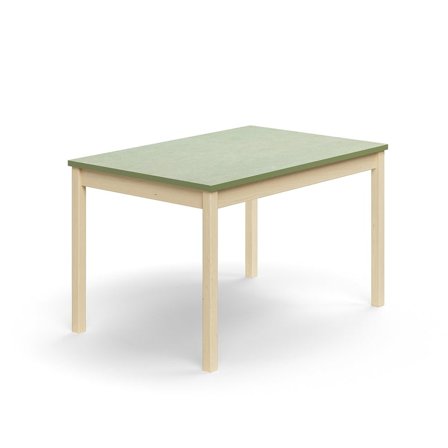 Table DECIBEL, 1200x800x720 mm, noise reducing linoleum, birch/green grey