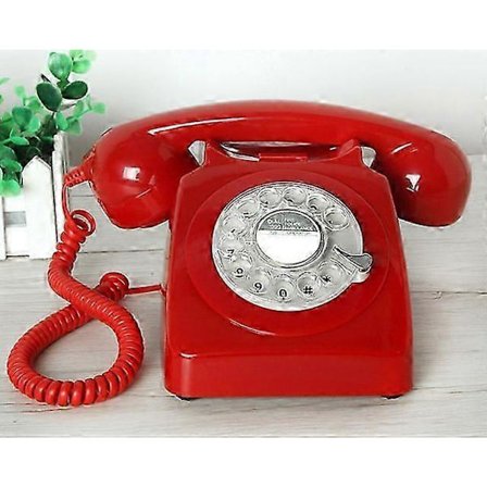 Fastnettelefon med drejeskive, orange antik gammeldags telefon, klassisk vintage telefon, bedste gave til hjemmet
