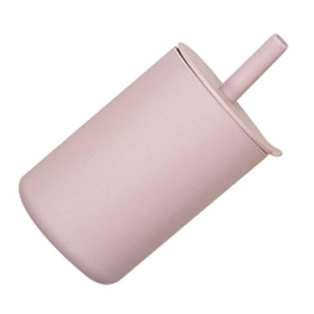 Toddler Cup Silikonträningsplast med sugrör (persika)