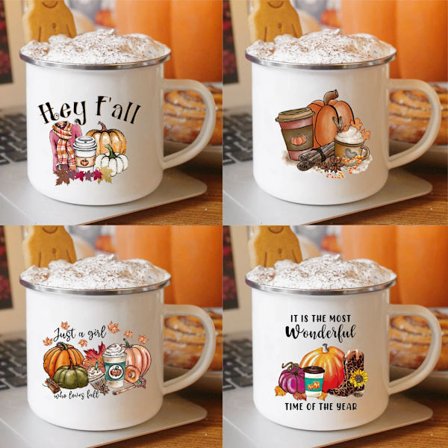 New Pumpkin Drinking Coffee Mug Thanksgiving Enamel Mug hot chocolate milk handle cups Farm Party gifts for family friend lover