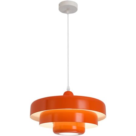 Nordisk Metal Pendel Lampe, Moderne Pendel Lamper fra Midten af Århundredet, 3-Lags Design, 35 cm Vintage Metal Lysekrone Loftlampe (Orange)