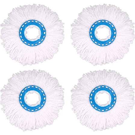 4 stk. Mikrofiber Mop Hoveder, Rund Udskiftning Mop Hoved 360 Grader