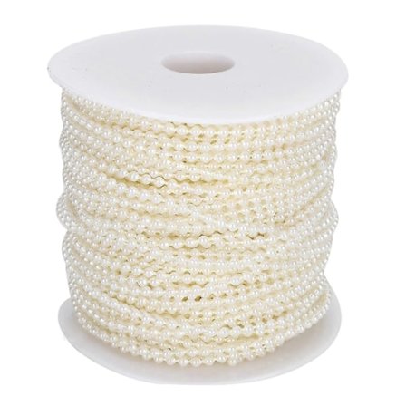 Fuskpärlband Pärlsträng Rund DIY Dekoration Hantverk Klädtillbehör 3mm 50 Meter/Rulle Beige-Bra