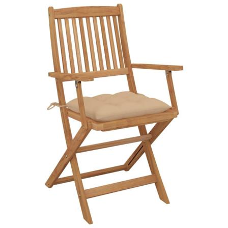 Vidaxl Hopfällbara Trädgårdsstolar Med Dynor 8 St Massivt Akacia Beige