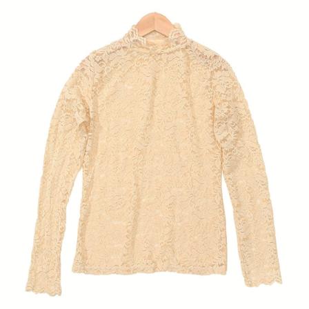 Damkrage Avtagbar halv turtleneck skjorta i västerländsk stil Tunn inneröverdel Spets långärmad spetsskjorta White Average size