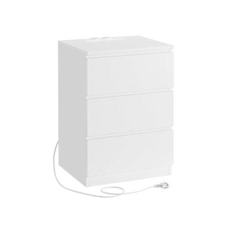 Rootz-sivupöytä 2 AC-pistorasialla - Yöpöytä - Yöpöytä - Pilvivalkoinen - 45cm x 45cm x 55cm