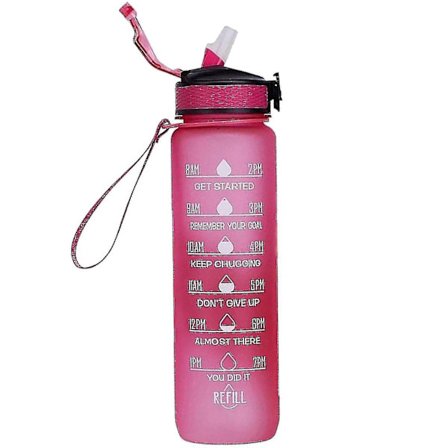 1000 ml gratis motiverande sportkanna med tidsmarkör Fitness Gradient färgmugg Frostad vattenflaska utomhus