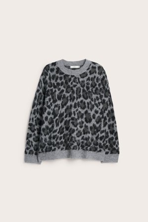 Kappahl | Sweter z wzorem w lamparta | Szary melanż