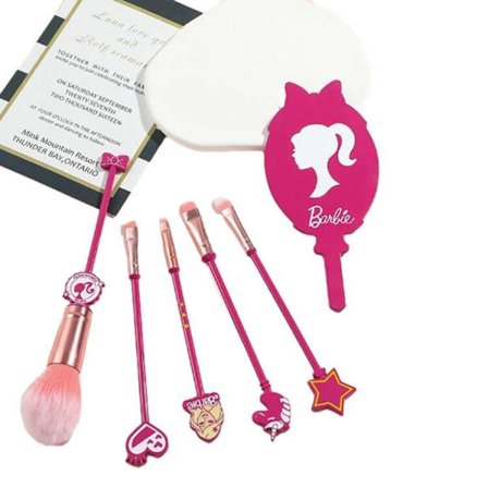 5-pack Rosa Komplett Set med Sminkborstar