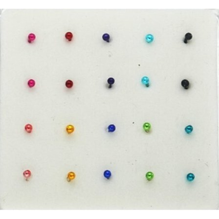 925 Silver Hand målade boll näsa Stud