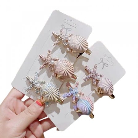 Sød søstjerne skal imitation hårklemme hårnål snap pige strand barrette 5 stk