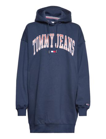Tjw Collegiate Logo Hoodie Dress Knälång Klänning Navy Tommy Jeans