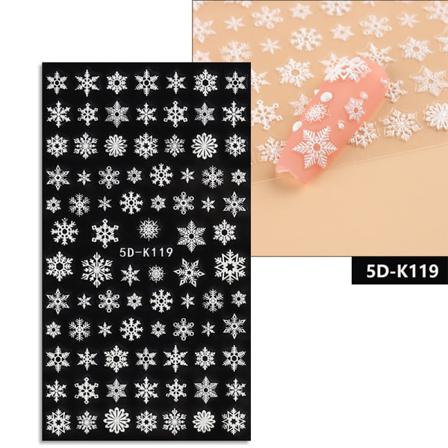 5d-präglad Snöflinga-nagelklistermärke Självhäftande Gör-det-själv-manikyr A