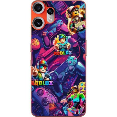 Kompatibelt Mobilskal till Nothing Nothing CMF Phone 2 Pro Roblox neonkollage med flera spelkontroller och avatarer i färgsprakande gamingmotiv för