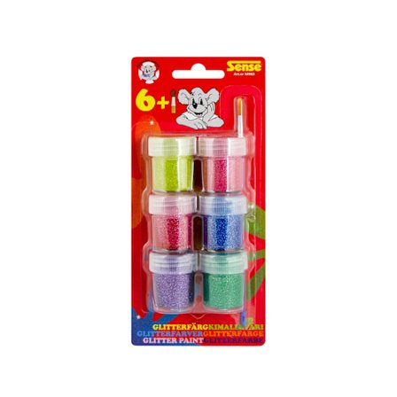Sense Glitter Paint 6-pakkaus siveltimellä