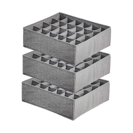 Opbevaringskasser til sokker og små tilbehør, 24 celler foldebare kasser og skuffeordensystem til S