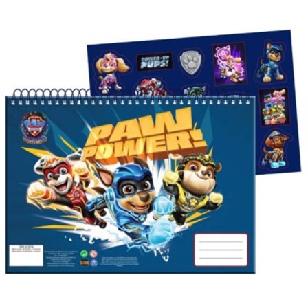 Paw Patrol Power Up A4 Spiral Skissblock med Klistermärken, 40 Ark