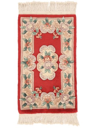 Hand Knotted China 90 Line Rug 60X90 Beige/Dark Red