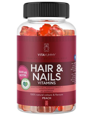 VitaYummy Hair & Nails Peach 60 stk, Helse & Madvarer, Hud, Hår & Negle, Kosttilskud Til Neglene