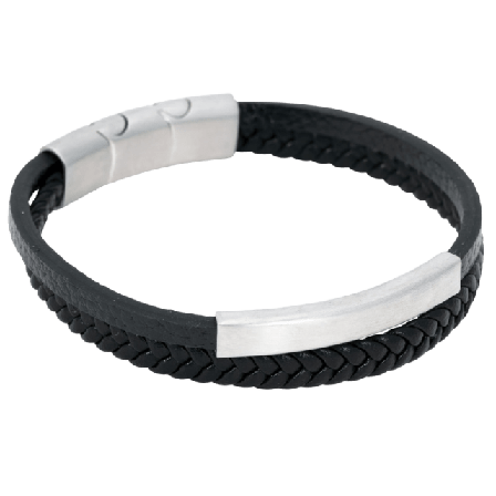 by BILLGREN Leeroy | Läderarmband Accessoarer Herr Svart 21 cm