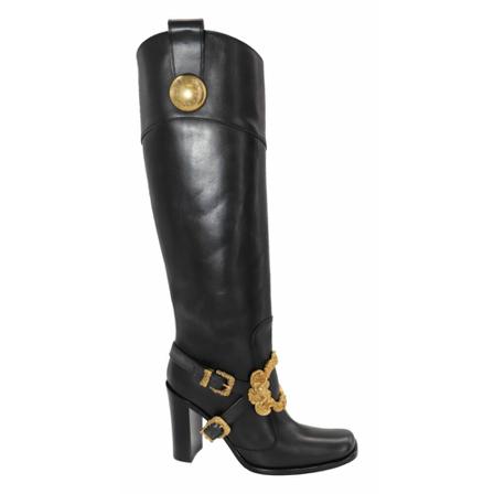 Dolce & Gabbana Pre-owned, Knee High Boots with Buckle Detail Zwart, Dames, Maat:36 EU,leer