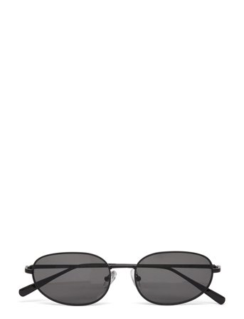 Weekday Minimal Oval Metal Sunglasses - Black - ONE SIZE