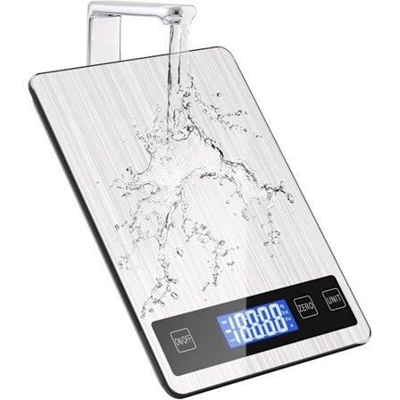 Digital Køkkenvægt - 15 kg/33 lb Kapacitet, Rustfrit Hærdet Glas, Tareringsfunktion til Bagning & Madlavning